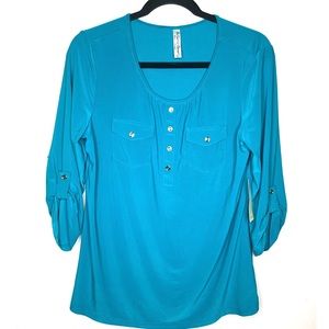 PERSEPTION CONCEPT BLUE BLOUSE LARGE
